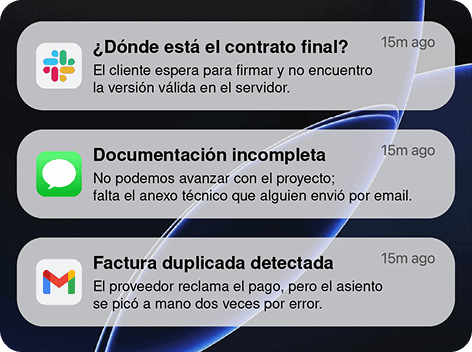 Notificaciones en el teléfono: contrato final perdido, documentación incompleta y factura duplicada
