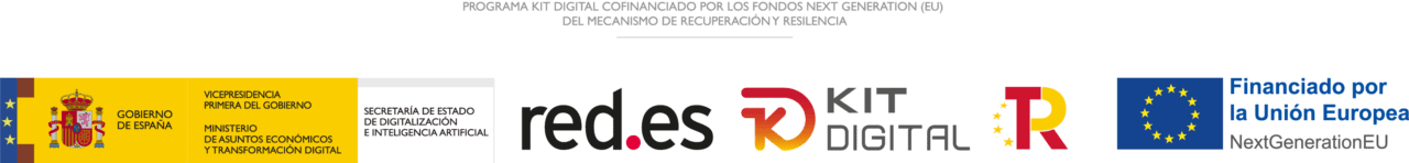 Programa Kit Digital cofinanciado por los Fondos Next Generation (EU) del Mecanismo de Recuperación y Resiliencia — Gobierno de España, red.es, Kit Digital, Financiado por la Unión Europea NextGenerationEU